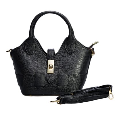 DOMUS 252610 Women's Shoulder-Hand Bag Leather Black