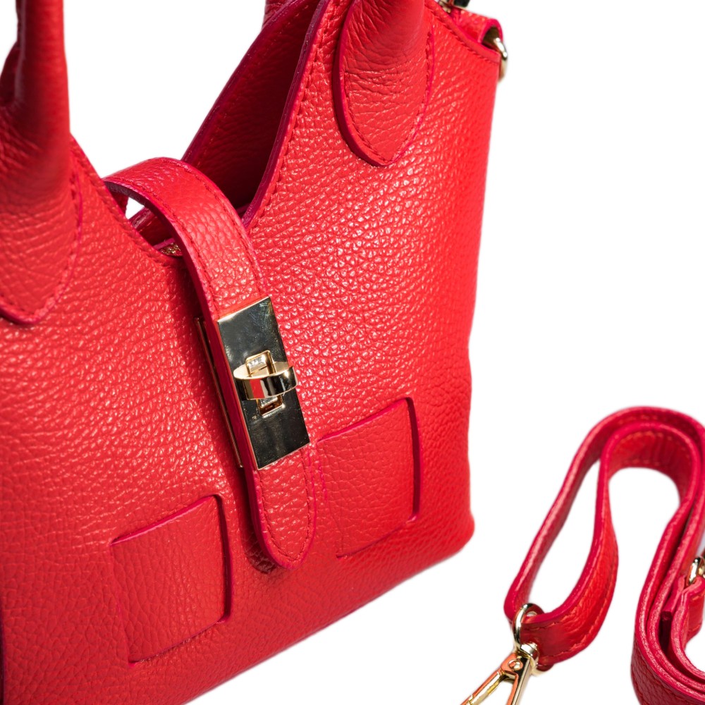 DOMUS 252610 Women's Shoulder-Hand Bag Leather Red Bags