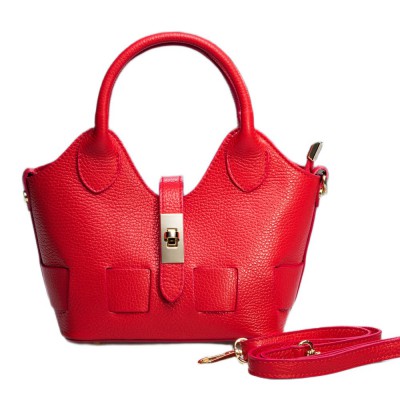 DOMUS 252610 Women's Shoulder-Hand Bag Leather Red