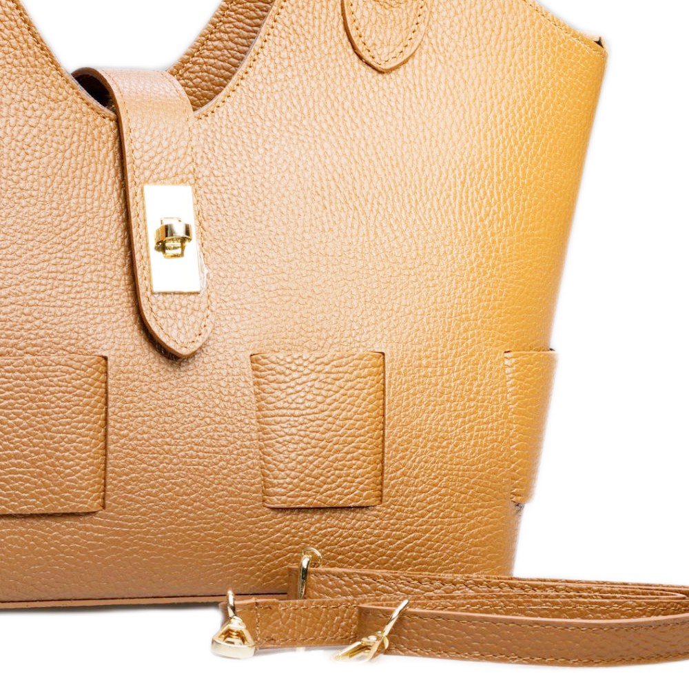 DOMUS 252610 Women's Shoulder-Hand Bag Leather Tan Bags