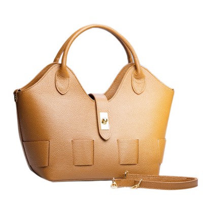 DOMUS 252610 Women's Shoulder-Hand Bag Leather Tan