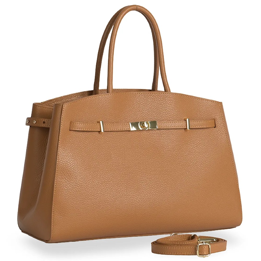 DOMUS 252611 Women's Shoulder-Hand Bag Leather Tan Bags