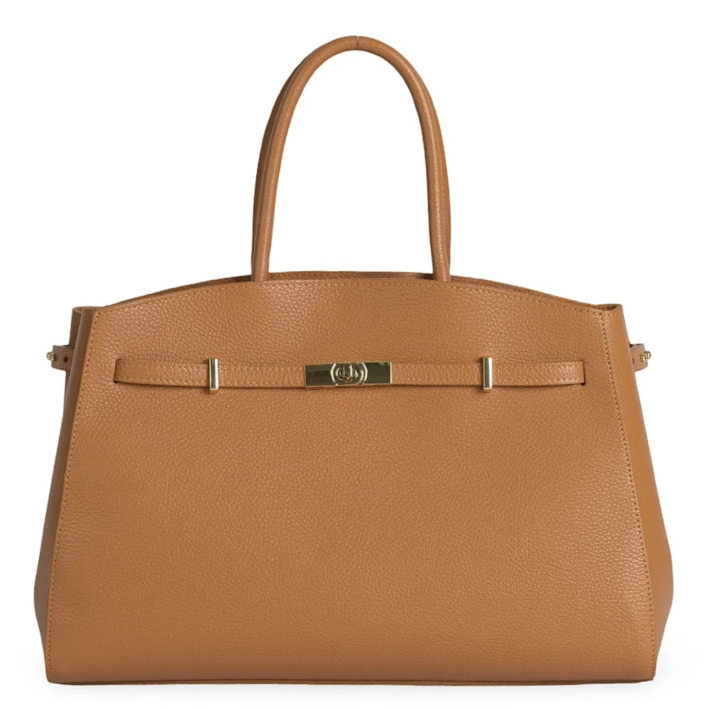 DOMUS 252611 Women's Shoulder-Hand Bag Leather Tan Bags