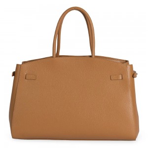 DOMUS 252611 Women's Shoulder-Hand Bag Leather Tan Bags