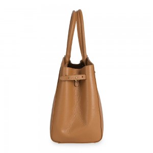 DOMUS 252611 Women's Shoulder-Hand Bag Leather Tan Bags