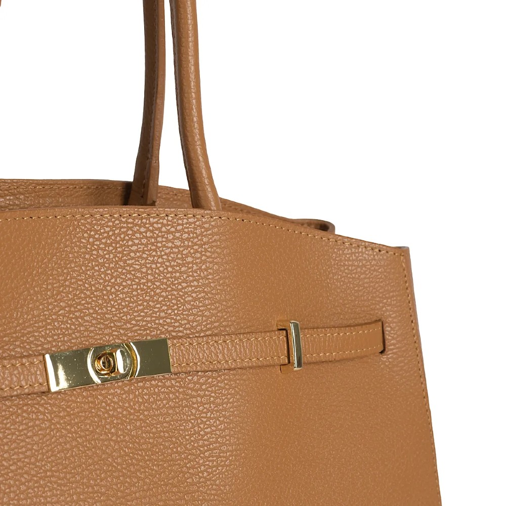 DOMUS 252611 Women's Shoulder-Hand Bag Leather Tan Bags