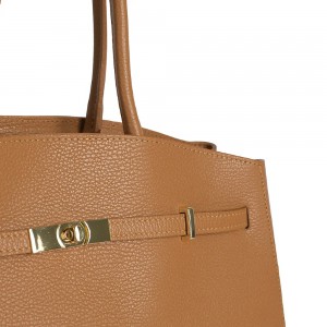 DOMUS 252611 Women's Shoulder-Hand Bag Leather Tan Bags