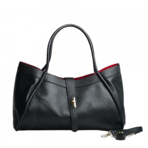 DOMUS 252612 Women's Shoulder-Hand Bag Leather Black Bags