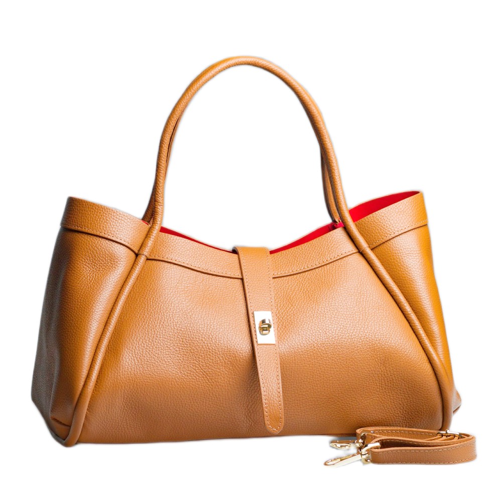 DOMUS 252612 Women's Shoulder-Hand Bag Leather Tan Bags