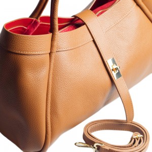 DOMUS 252612 Women's Shoulder-Hand Bag Leather Tan Bags