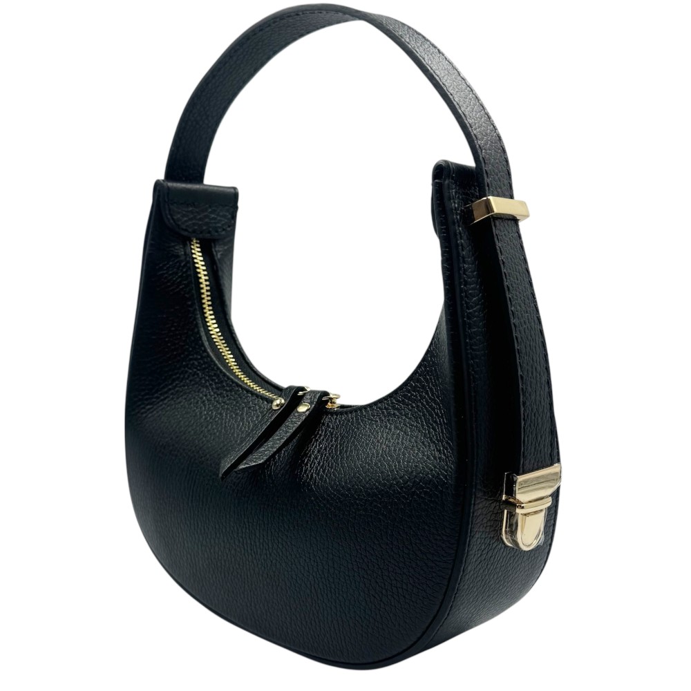 DOMUS 25261 Γυναικεία Τσάντα Δέρμα Ιταλίας Μαύρη Τσάντες
