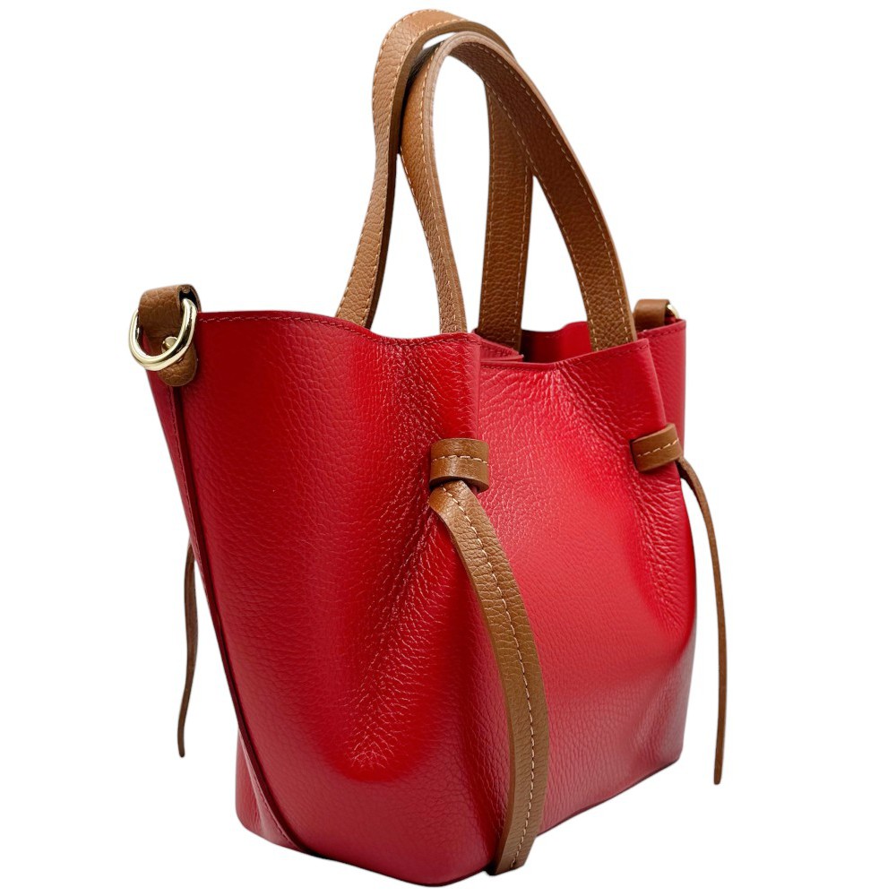 DOMUS 40001900 Γυναικεία Τσάντα Δέρμα Ιταλίας Κόκκινη Τσάντες