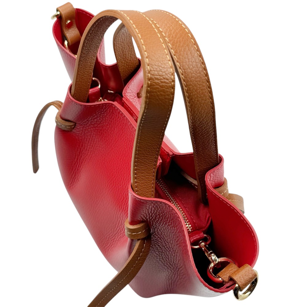 DOMUS 40001900 Γυναικεία Τσάντα Δέρμα Ιταλίας Κόκκινη Τσάντες