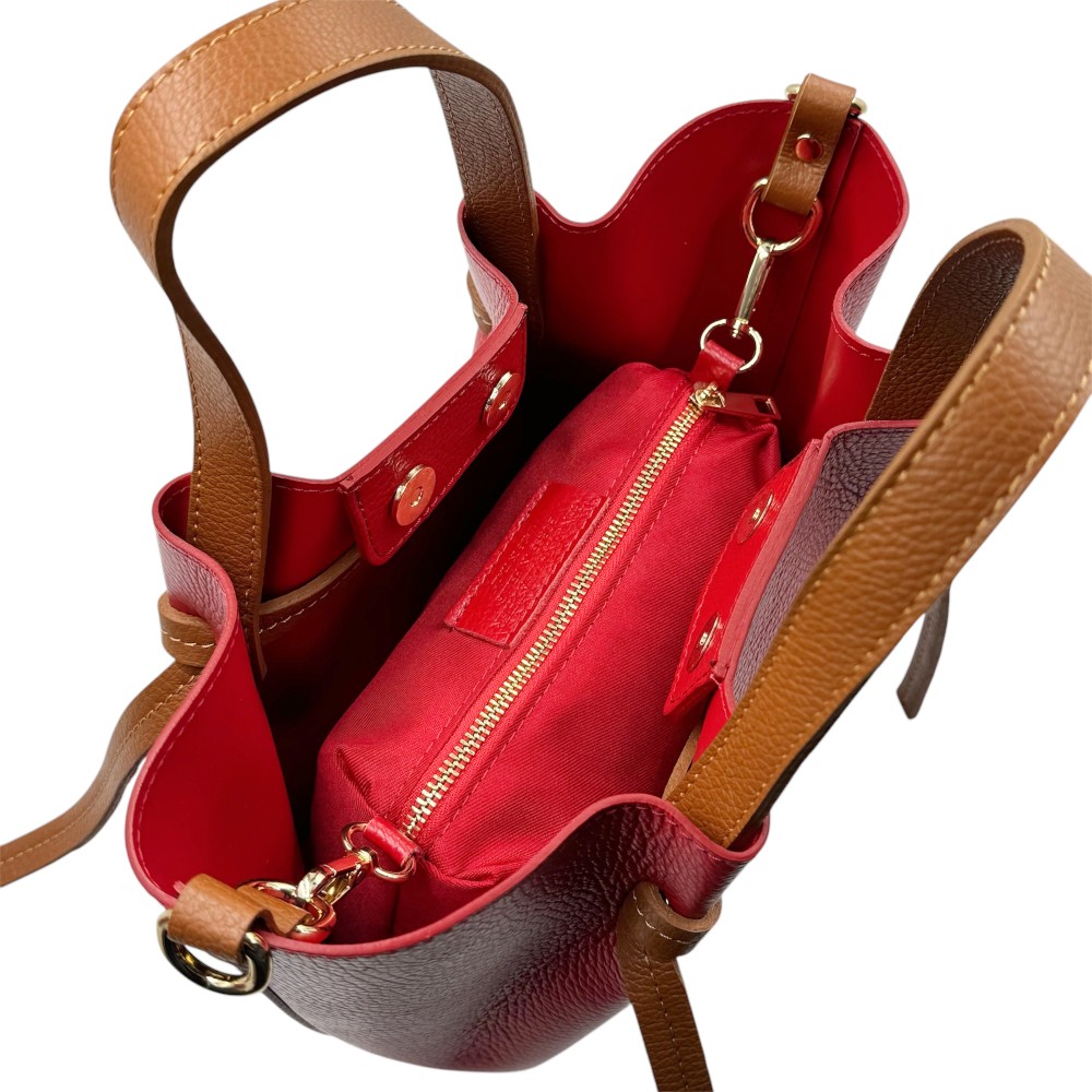 DOMUS 40001900 Γυναικεία Τσάντα Δέρμα Ιταλίας Κόκκινη Τσάντες