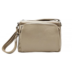 Domus Δερμάτινη τσάντα γυναικεία χιαστή 40001985 μπεζ Τσάντες