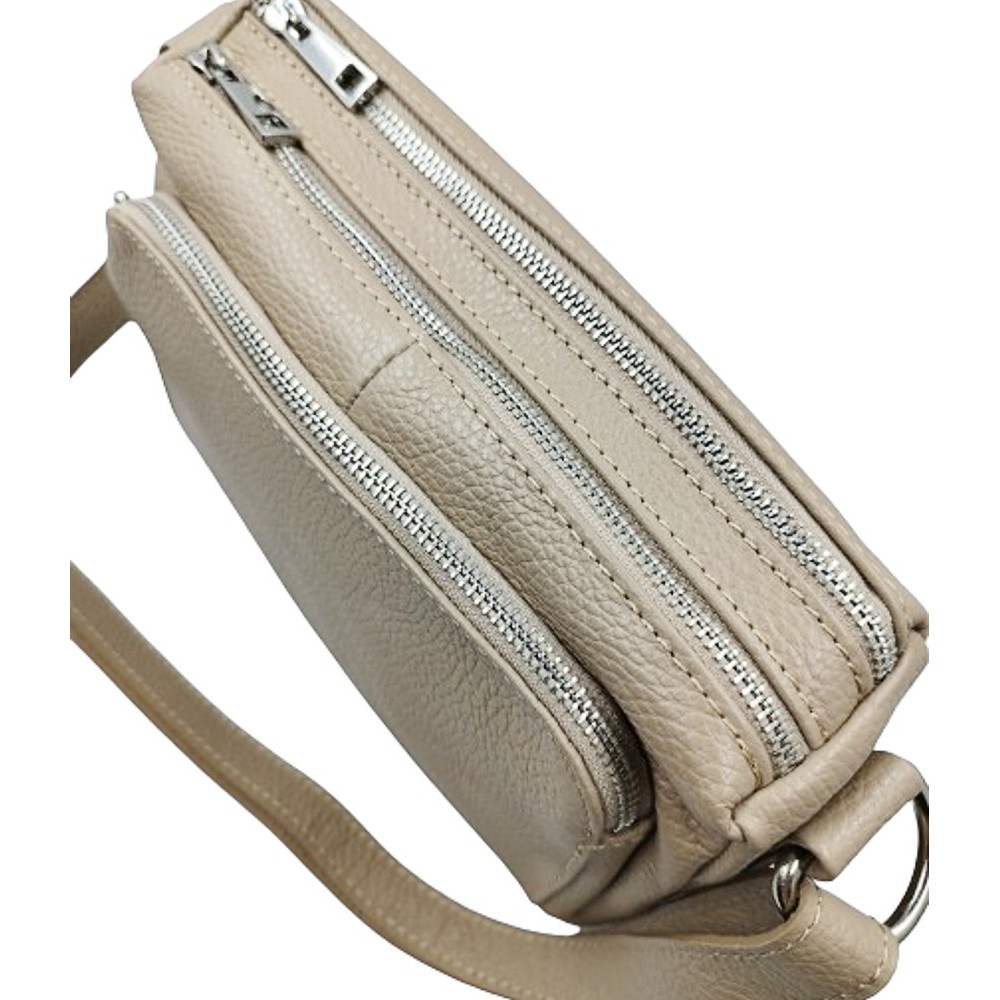 Domus Δερμάτινη τσάντα γυναικεία χιαστή 40001985 μπεζ Τσάντες