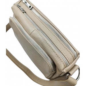 Domus Δερμάτινη τσάντα γυναικεία χιαστή 40001985 μπεζ Τσάντες