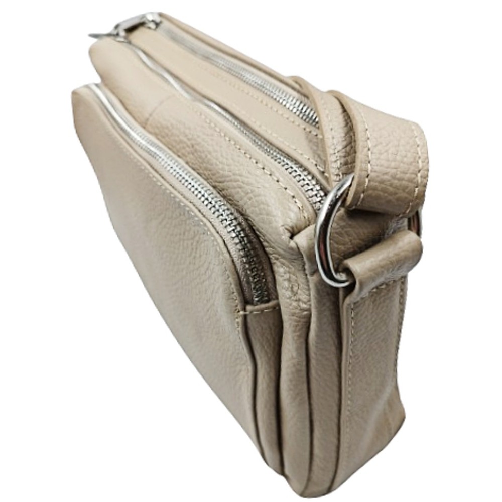 Domus Δερμάτινη τσάντα γυναικεία χιαστή 40001985 μπεζ Τσάντες