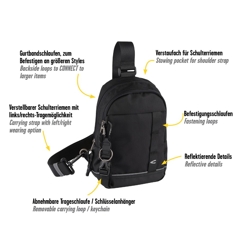 Camel Active 407-603-60 CONNECT Cross Bodybag/Ανδρική Τσάντα Στήθους Μαύρη Τσάντες