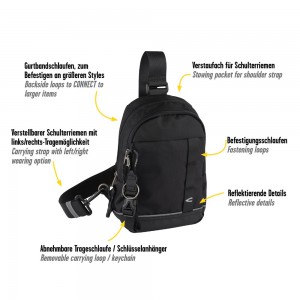 Camel Active 407-603-60 CONNECT Cross Bodybag/Ανδρική Τσάντα Στήθους Μαύρη Τσάντες