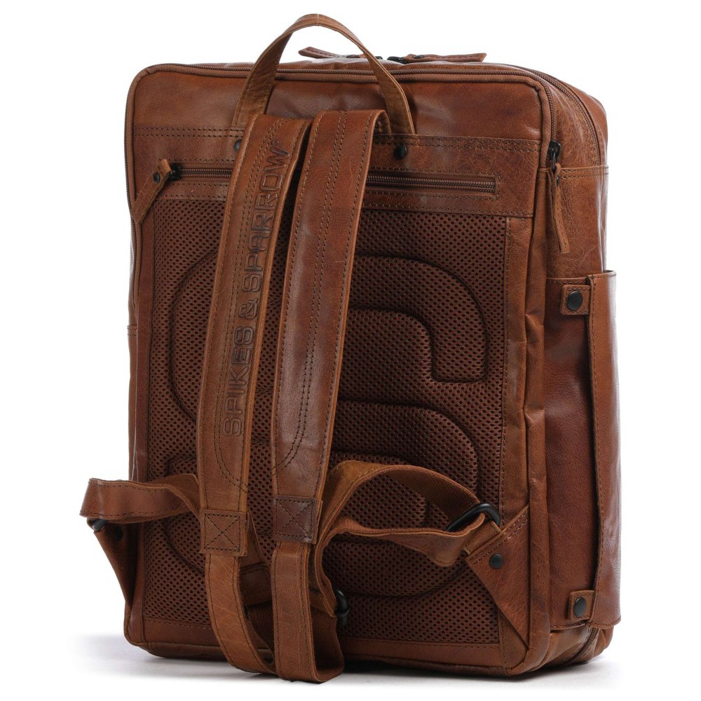 Spikes & Sparrow 50167047 Jonathan Δερμάτινο Σακίδιο Πλάτης Cabin Bag 15,6'' Κονιάκ Τσάντες