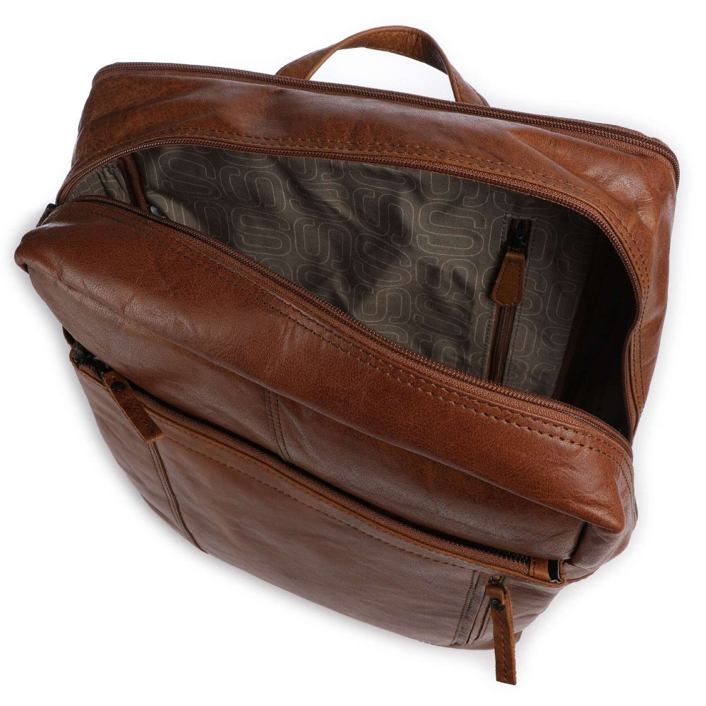 Spikes & Sparrow 50167047 Jonathan Δερμάτινο Σακίδιο Πλάτης Cabin Bag 15,6'' Κονιάκ Τσάντες