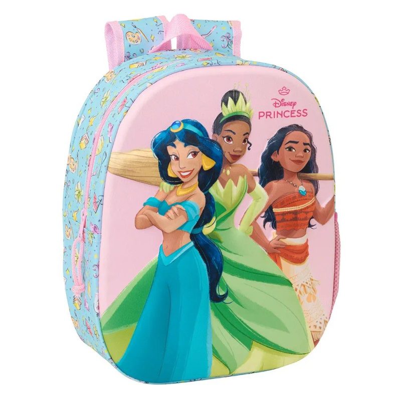 Safta 622564890 3D Disney Princesses Παιδική Τσάντα Πλάτης Ροζ-Σιέλ SAFTA