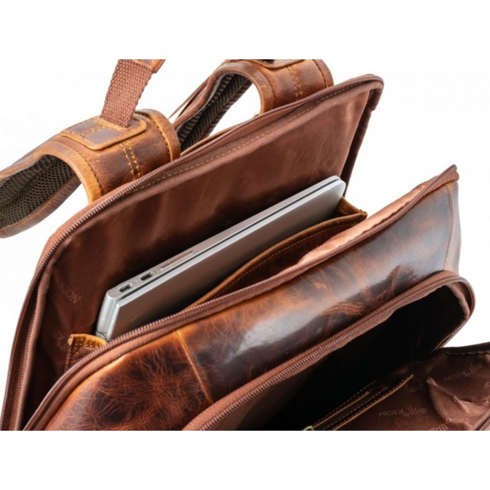 KION 729116 Kara Δερμάτινο Σακίδιο Πλάτης Backpack καφέ Επαγγελματικές