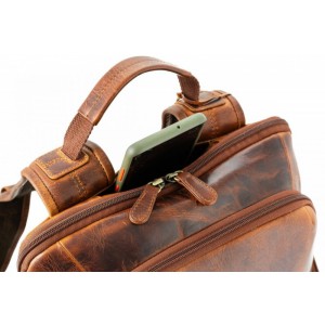 KION 729116 Kara Δερμάτινο Σακίδιο Πλάτης Backpack καφέ Επαγγελματικές