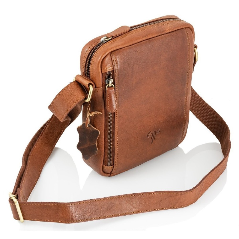 KION 7617 Cognac Vintage Τσαντάκι Δέρμα Χιαστί/Ώμου Κονιάκ Τσάντες