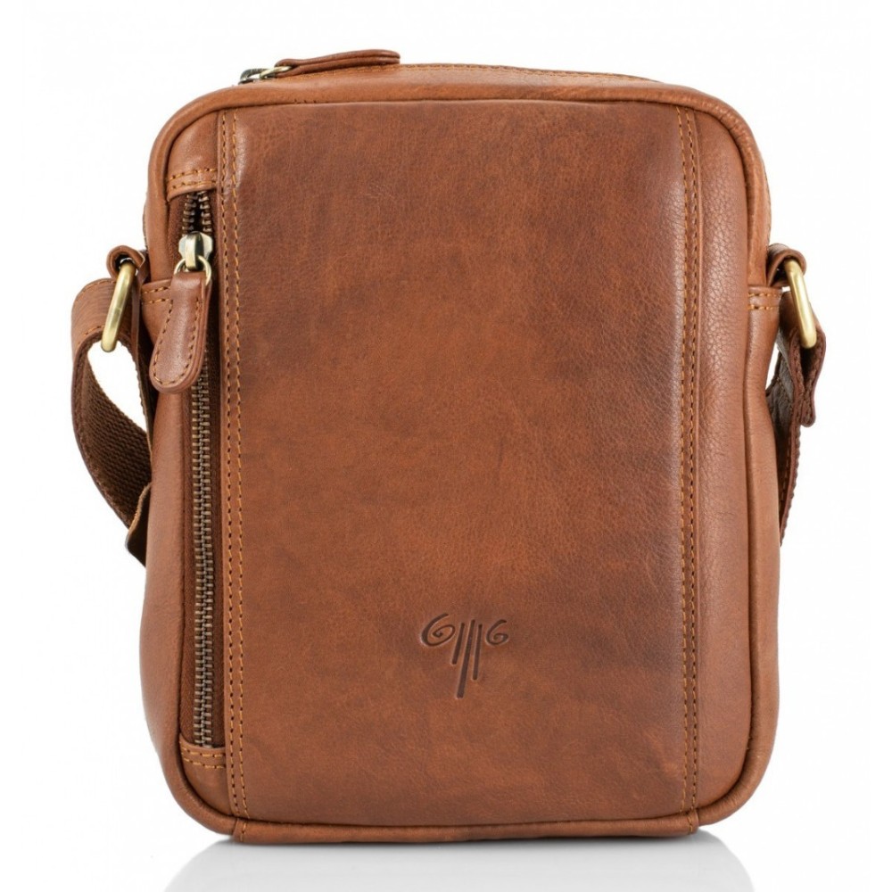 KION 7617 Cognac Vintage Τσαντάκι Δέρμα Χιαστί/Ώμου Κονιάκ Τσάντες