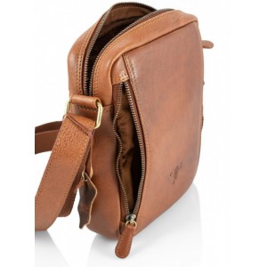 KION 7617 Cognac Vintage Τσαντάκι Δέρμα Χιαστί/Ώμου Κονιάκ Τσάντες