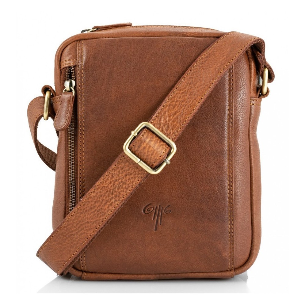 KION 7617 Cognac Vintage Τσαντάκι Δέρμα Χιαστί/Ώμου Κονιάκ Τσάντες