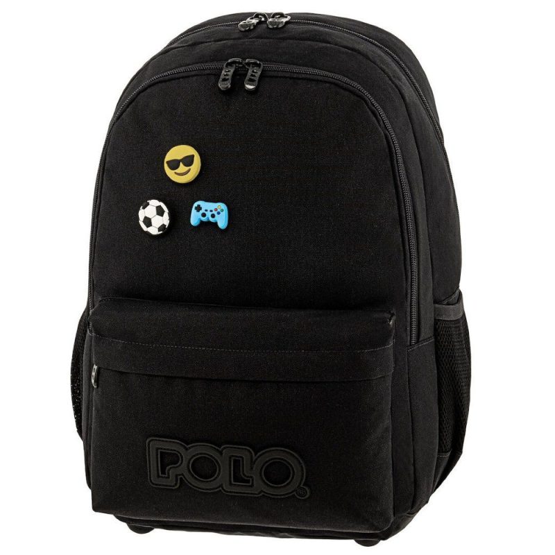 Polo 9-01-059-2000 Backpack Pins / Τσάντα Πλάτης Μαύρη POLO