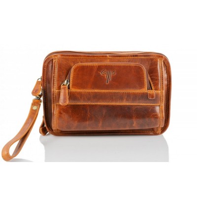 Kion 99797 Kara Δερμάτινη Ανδρική Τσάντα Χειρός Καφέ