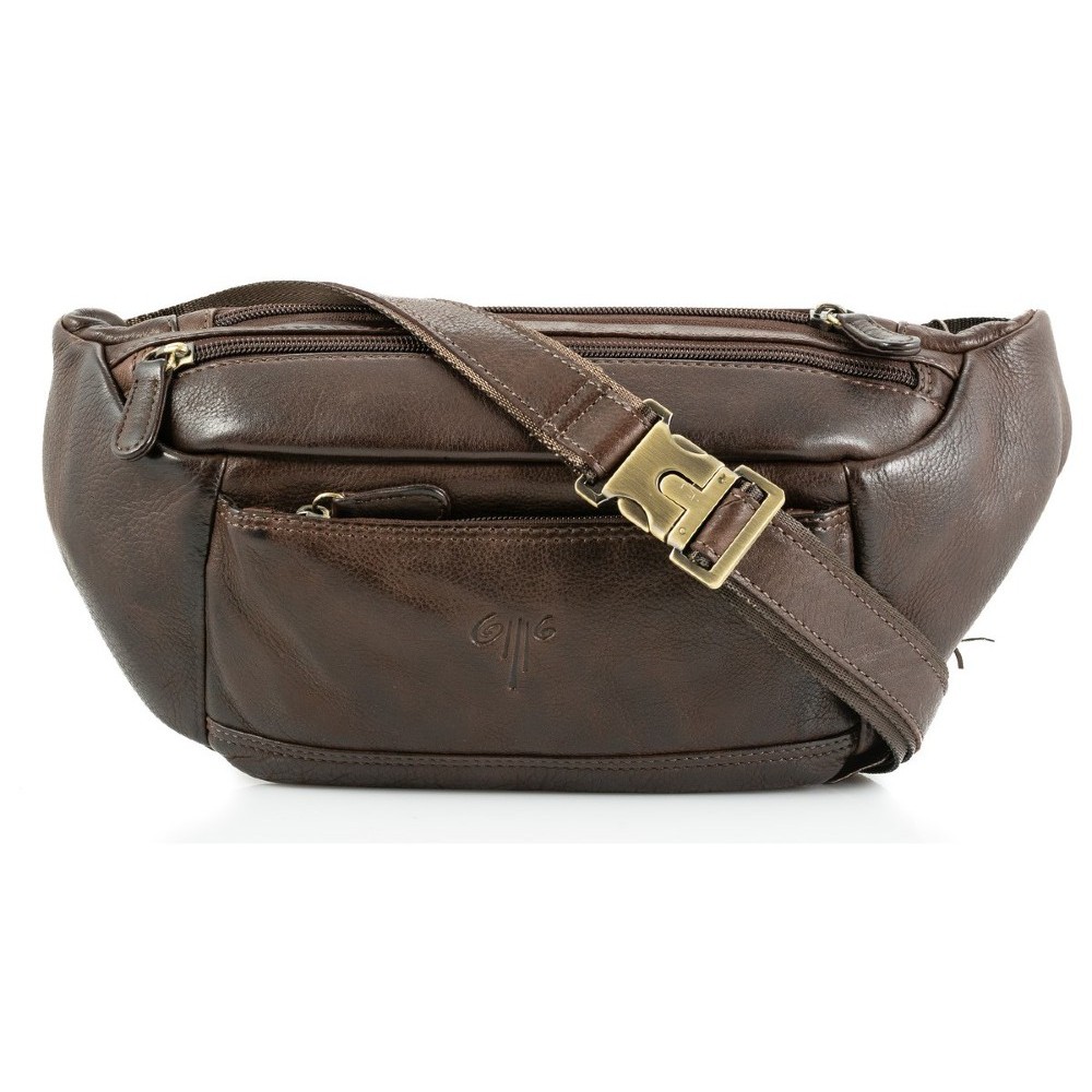 Kion 99842 Δερμάτινο Τσαντάκι Μέσης Καφέ Τσάντες