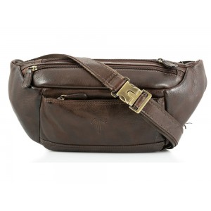 Kion 99842 Δερμάτινο Τσαντάκι Μέσης Καφέ Τσάντες