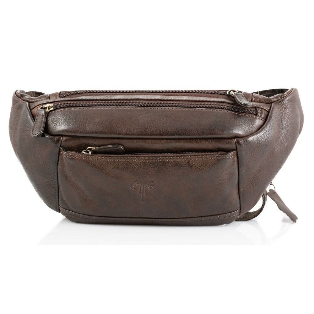 Kion 99842 Δερμάτινο Τσαντάκι Μέσης Καφέ Τσάντες