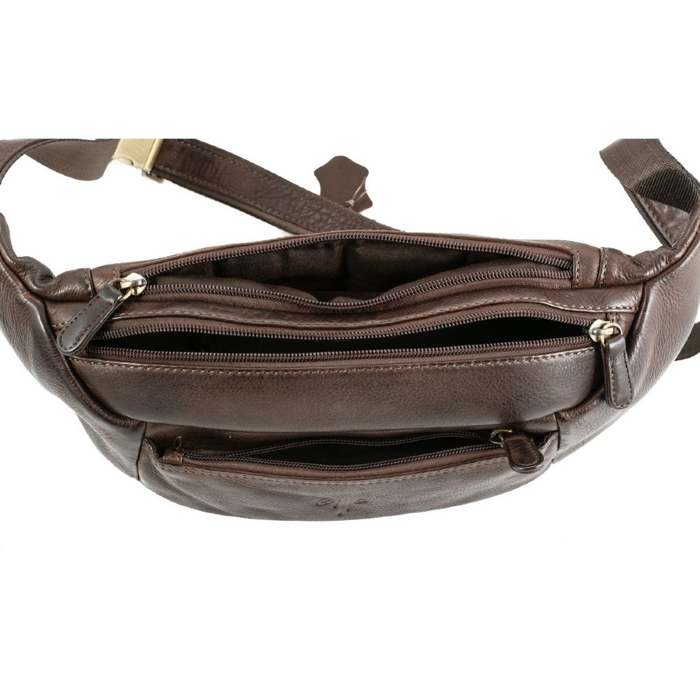 Kion 99842 Δερμάτινο Τσαντάκι Μέσης Καφέ Τσάντες