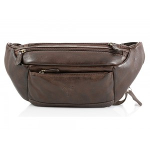 Kion 99842 Δερμάτινο Τσαντάκι Μέσης Καφέ Τσάντες