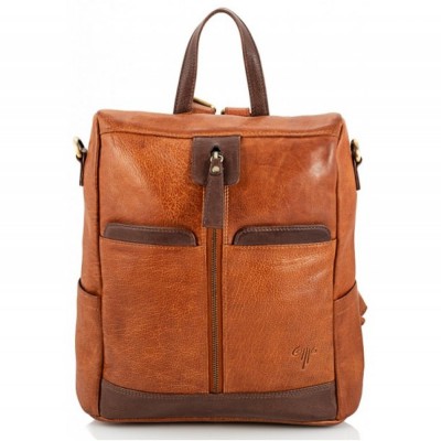 Kion 99873 Δερμάτινο Σακίδιο Πλάτης Backpack Ταμπά με Καφέ