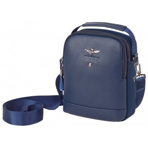 Aeronautica Militare AM-531 Ανδρική Τσάντα Ώμου / Χιαστί Δέρμα με Ύφασμα Μπλε Bags