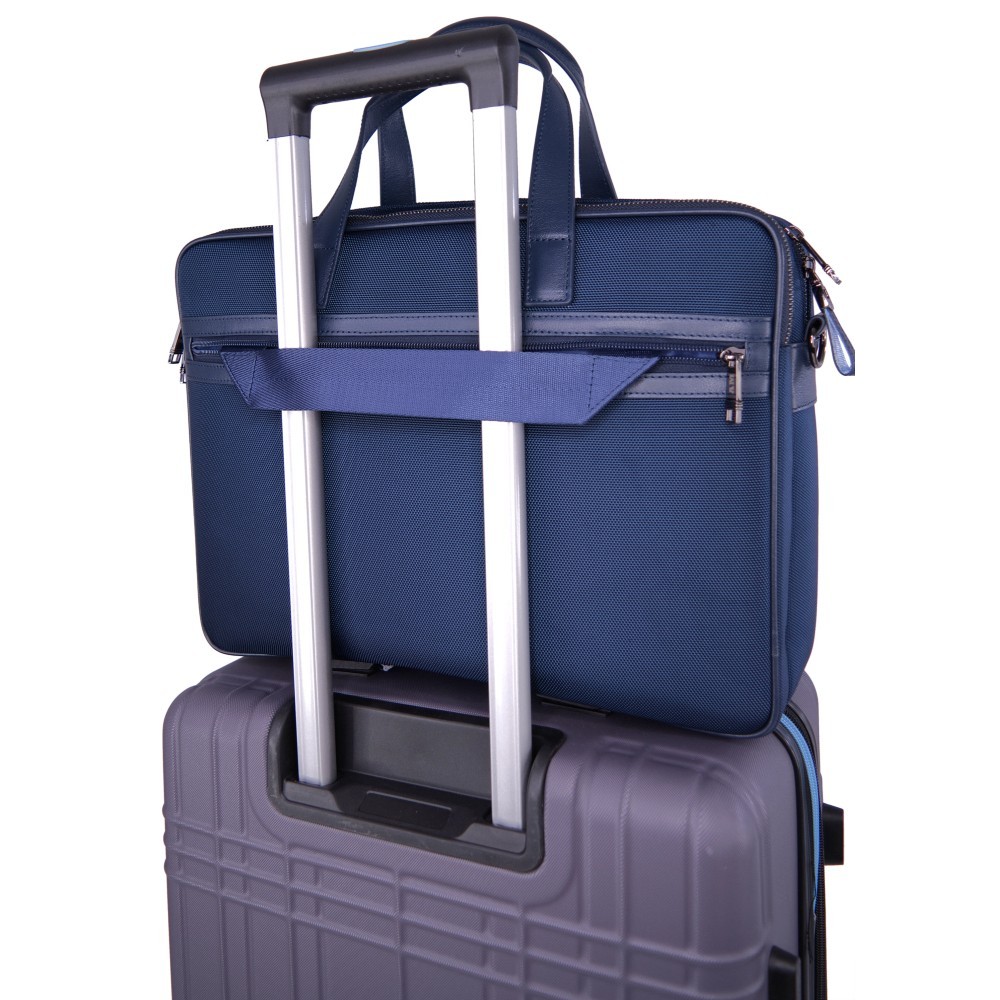 Aeronautica Militare AM-532 Χαρτοφύλακας Δέρμα με Ύφασμα Μπλε