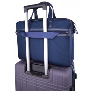 Aeronautica Militare AM-532 Χαρτοφύλακας Δέρμα με Ύφασμα Μπλε