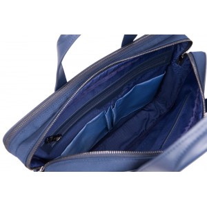 Aeronautica Militare AM-532 Χαρτοφύλακας Δέρμα με Ύφασμα Μπλε