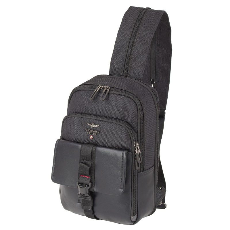 Aeronautica Militare AM-591 Cross Bodybag/Backpack Ανδρική Τσάντα Στήθους Μαύρη Aeronautica militare