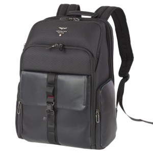 Aeronautica Militare AM-593 Backpack Τσάντα Πλάτης Μαύρη Τσάντες