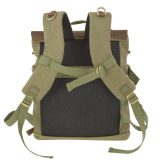 Aeronautica Militare AM-613 Backpack Τσάντα Πλάτης από Καμβά με Δέρμα Χακί 5