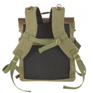 Aeronautica Militare AM-613 Backpack Τσάντα Πλάτης από Καμβά με Δέρμα Χακί Τσάντες