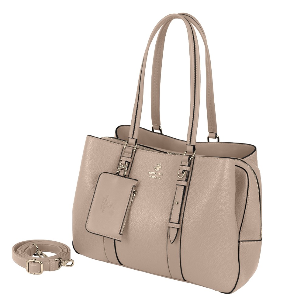 Beverly Hills Polo Club BH-4450 Γυναικεία Τσάντα Ώμου Μπεζ Τσάντες